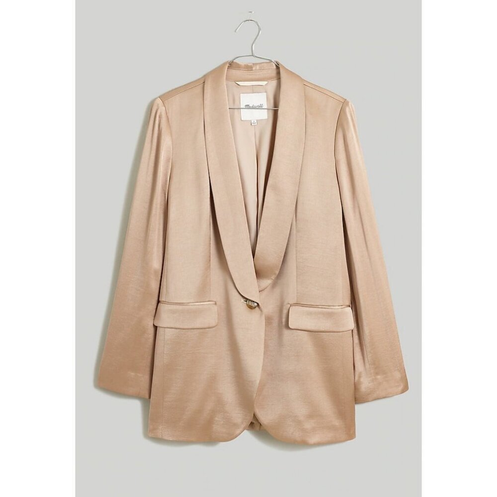 NWT Madewelll Satin Oversized Blazer in Matchstick Size 6 NN822